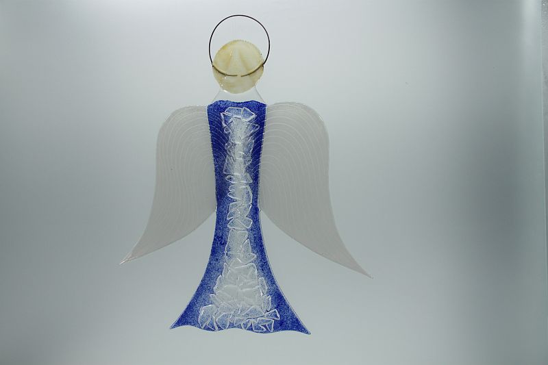 Glasengel Engel groß Kristall blau 2