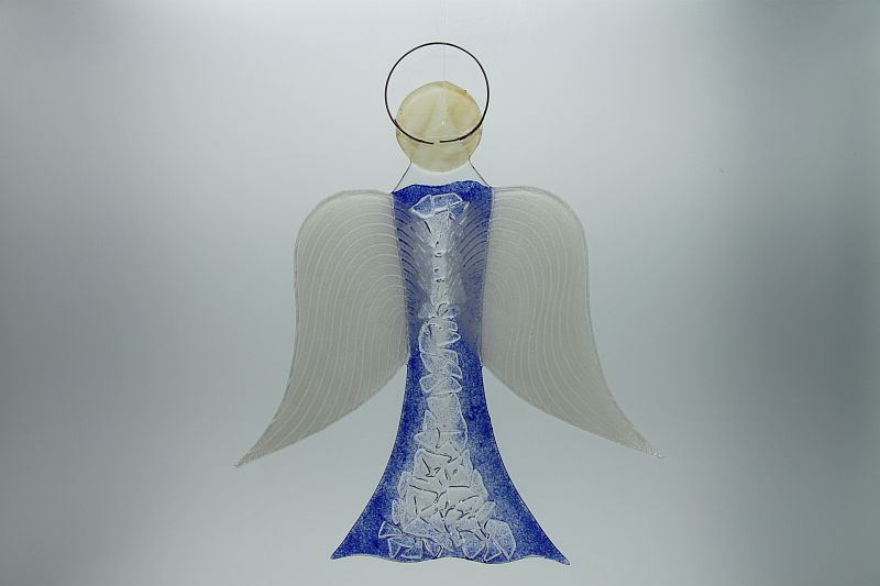 Glasengel Engel groß Kristall blau 3