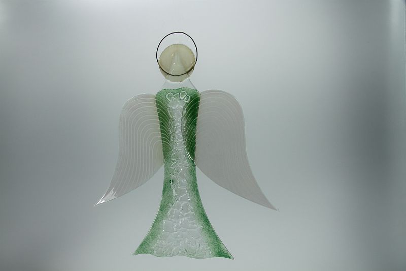 Glasengel Engel groß Kristall grün 2