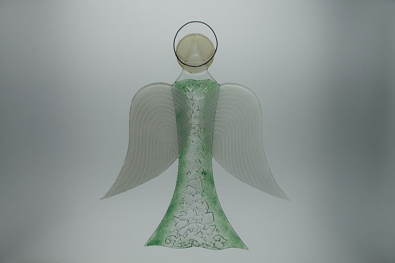 Glasengel Engel groß Kristall grün 3