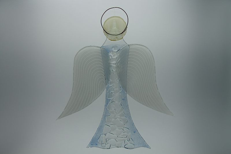 Glasengel Engel groß Kristall hellblau 3