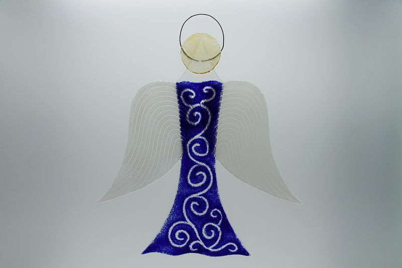 Glasengel Engel groß dunkelblau barock 1 1