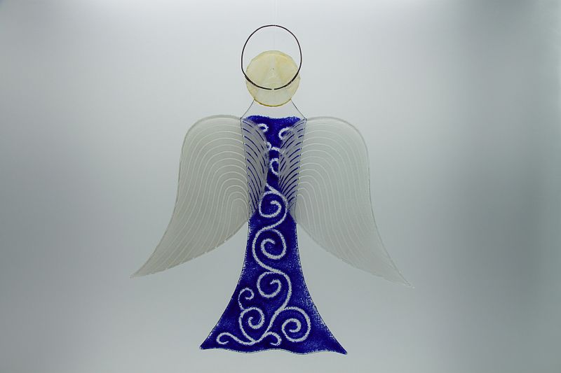 Glasengel Engel groß dunkelblau barock 1 3