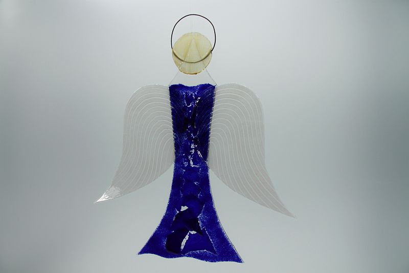 Glasengel Engel groß dunkelblau blau 1 2