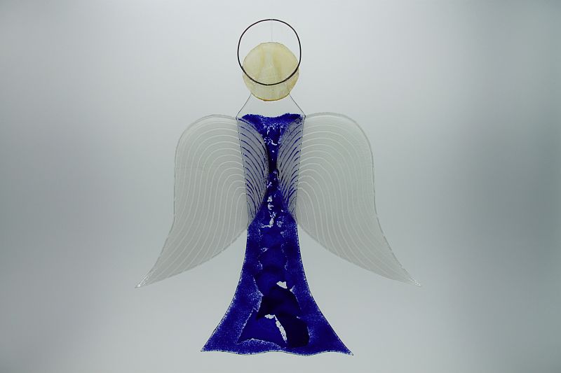 Glasengel Engel groß dunkelblau blau 1 3