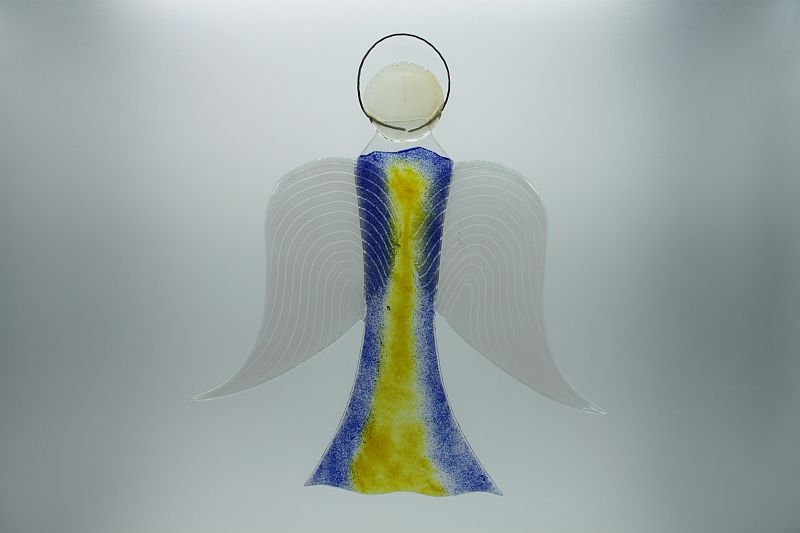 Glasengel Engel groß dunkelblau gelb 1