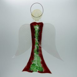 Glasengel Engel groß dunkelrot grün 1 2