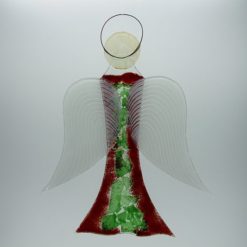 Glasengel Engel groß dunkelrot grün 1 3
