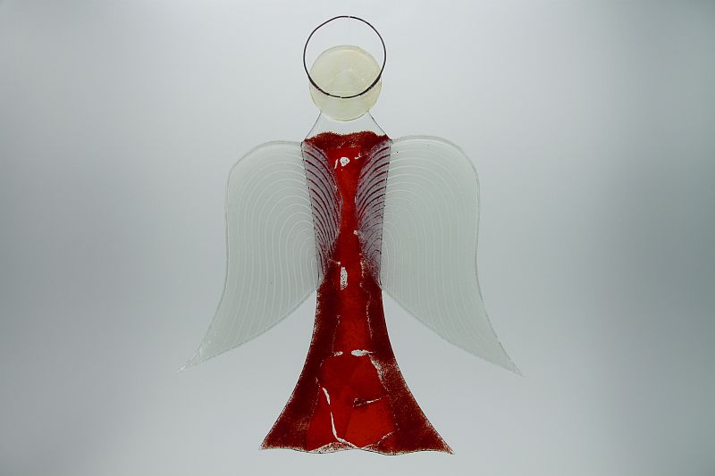 Glasengel Engel groß dunkelrot rot 2 3