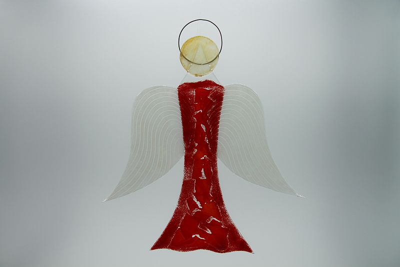 Glasengel Engel groß hellrot rot 1 1