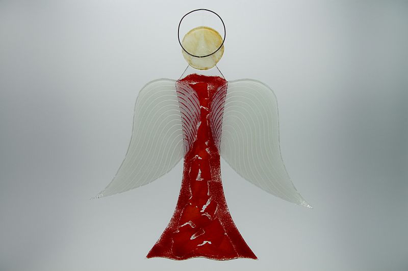 Glasengel Engel groß hellrot rot 1 3