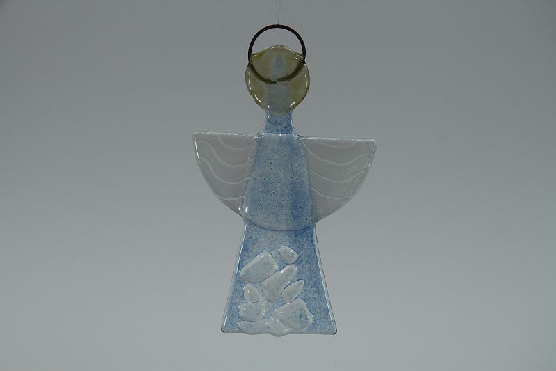 Glasengel Engel klein Kristall hellblau 1