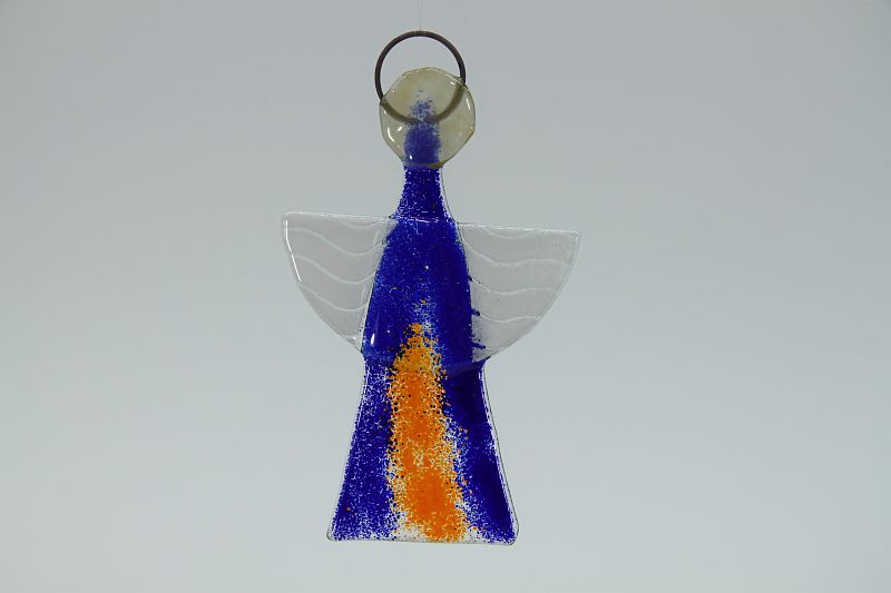Glasengel Engel klein dunkelblau orange 1