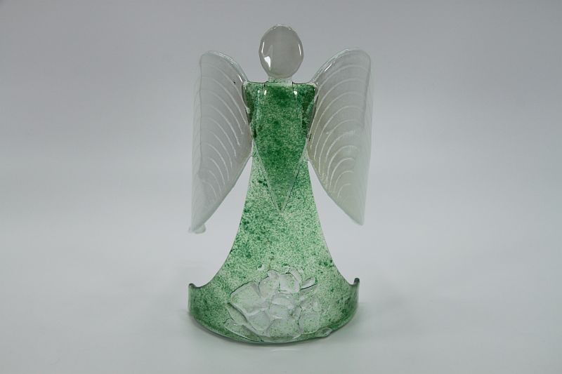Glasengel Engel stehend Kristall grün 1