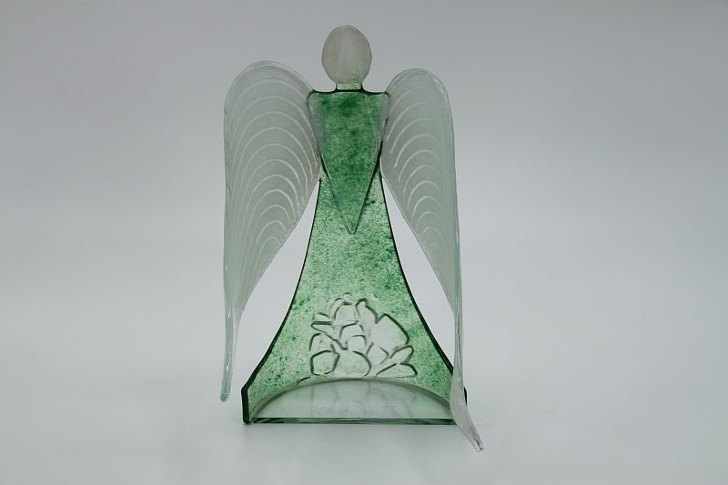 Glasengel Engel stehend Kristall grün 3