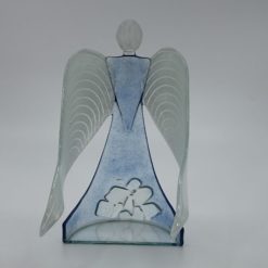 Glasengel Engel stehend Kristall hellblau 3