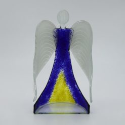 Glasengel Engel stehend dunkelblau gelb 3