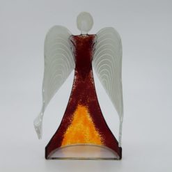 Glasengel Engel stehend dunkelrot orange 3