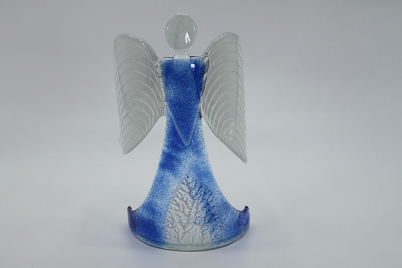 Glasengel Engel stehend hellblau Baum 1