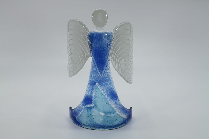 Glasengel Engel stehend hellblau blau 1