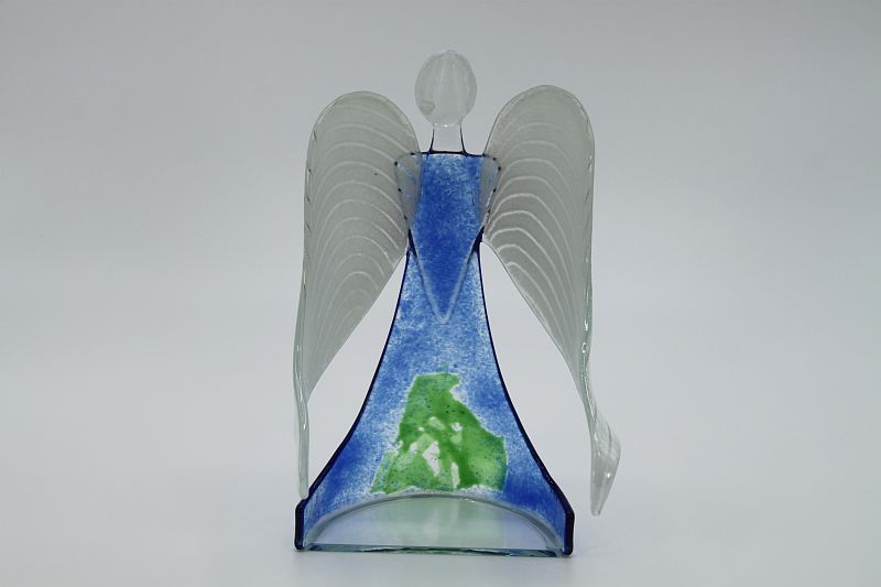 Glasengel Engel stehend hellblau grün 3