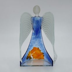 Glasengel Engel stehend hellblau orange 3