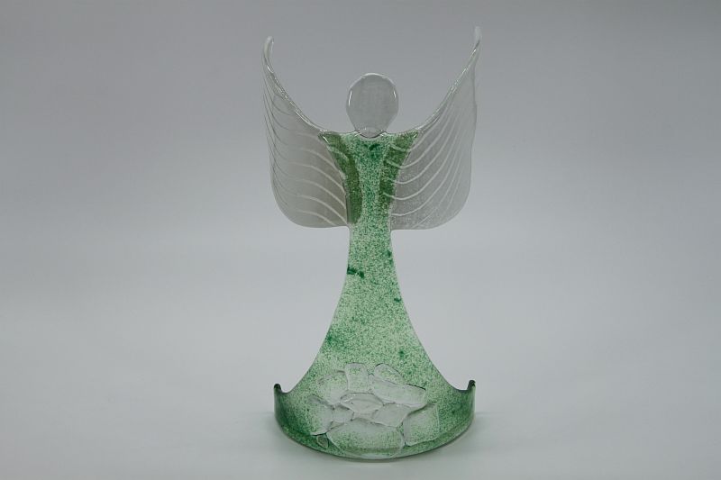 Glasengel Engel stehend oben Kristall grün 1