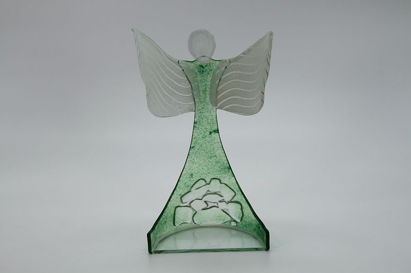 Glasengel Engel stehend oben Kristall grün 3