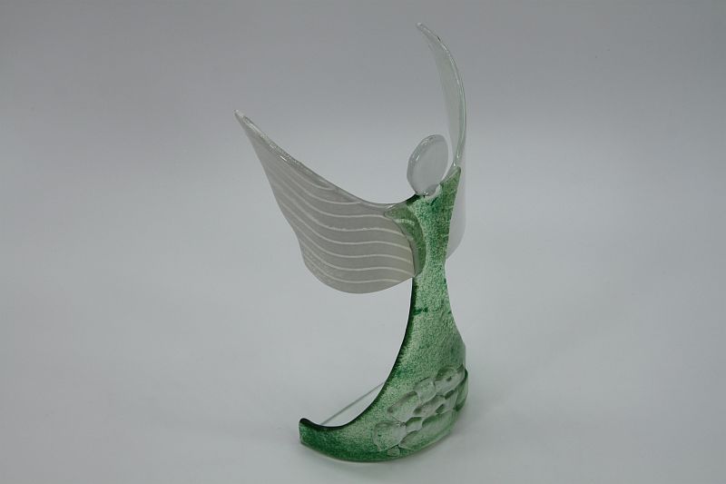 Glasengel Engel stehend oben Kristall grün 4