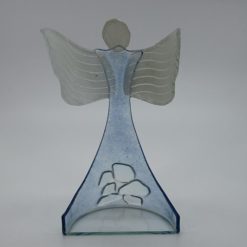 Glasengel Engel stehend oben Kristall hellblau 3