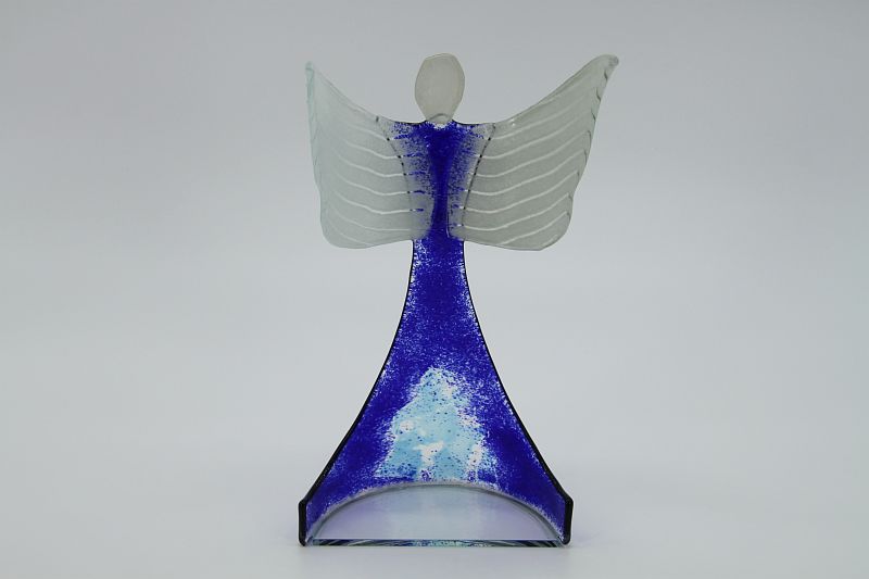 Glasengel Engel stehend oben dunkelblau blau 3 3