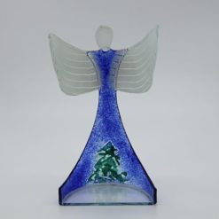 Glasengel Engel stehend oben dunkelblau grün 3