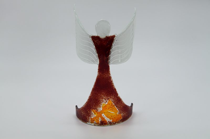 Glasengel Engel stehend oben dunkelrot orange 1