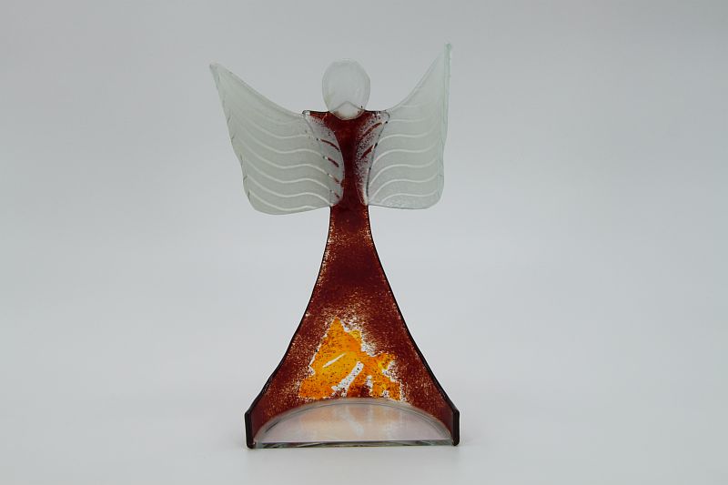 Glasengel Engel stehend oben dunkelrot orange 3