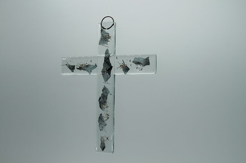 Glasbild Glaskreuz Metall 2