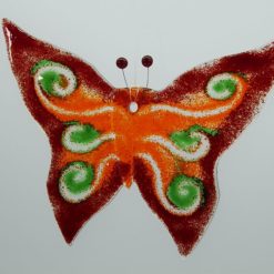 Glasbild Glasschmetterling groß rot grün 2