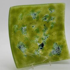 Glasschale eckig Metall grün 1