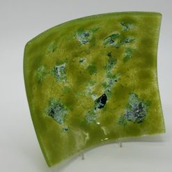 Glasschale eckig Metall grün 3