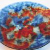 Glasschale rotes Gras Metall blau 1