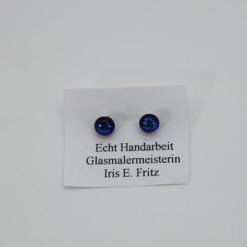 Glasschmuck Ohrstecker blau Metall 1
