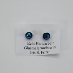 Glasschmuck Ohrstecker blau Metall 2