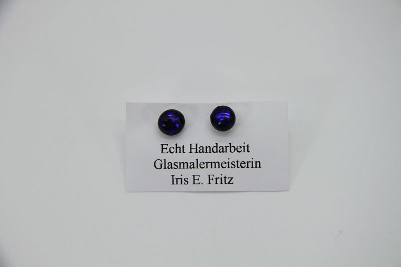Glasschmuck Ohrstecker dunkelblau 1