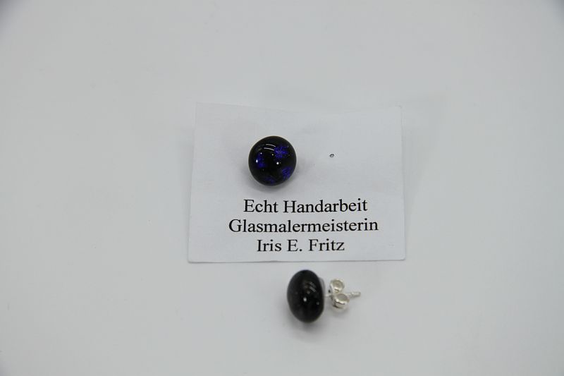 Glasschmuck Ohrstecker dunkelblau Schiller 2