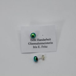 Glasschmuck Ohrstecker grün Metall 1