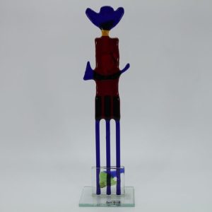 Glasfigur Cowboy rot blau 1