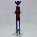 Glasfigur Cowboy rot blau 4