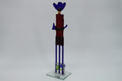 Glasfigur Cowboy rot blau 4