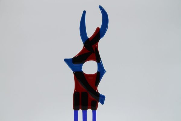 Glasfigur Fisch rot blau 1