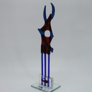 Glasfigur Fisch rot blau 2