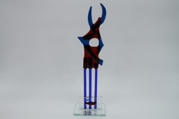 Glasfigur Fisch rot blau 3